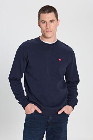 Regular Fit Normal Kesim Bisiklet Yaka Lacivert Sweatshirt