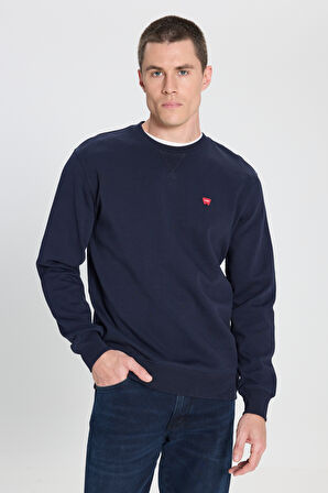 Regular Fit Normal Kesim Bisiklet Yaka Lacivert Sweatshirt