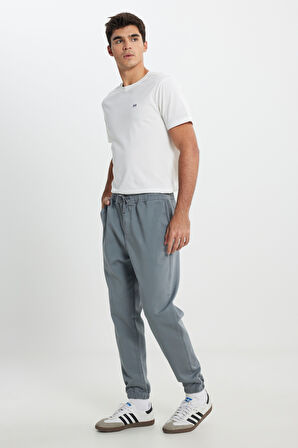 Slim Fit Dar Kesim Normal Bel Dar Paça Lacivert Jogger Pantolon