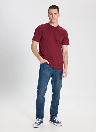 Wrangler Bisiklet Yaka Bordo Erkek T-Shirt W7NM203877606 Bordo Logo T-shirt