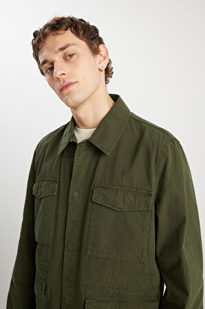 Regular Fit Normal Kesim %100 Pamuk Haki Military Ceket