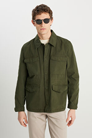 Regular Fit Normal Kesim %100 Pamuk Haki Military Ceket