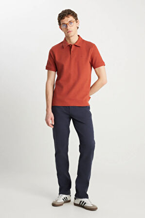 Erkek Regular Fit Polo Kiremit Erkek Kısa Kol T-Shirt