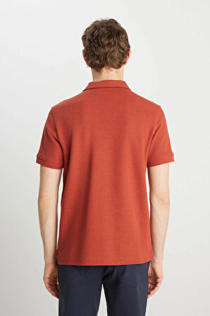 Erkek Regular Fit Polo Kiremit Erkek Kısa Kol T-Shirt