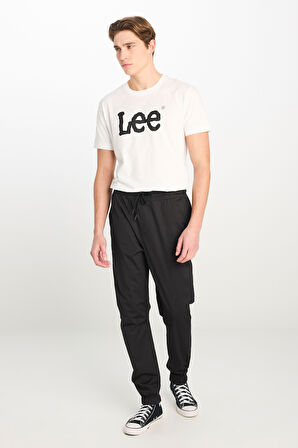 Regular Fit Normal Kesim Ribanalı Paça Pamuklu Siyah Jogger Pantolon