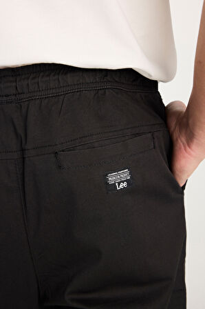 Regular Fit Normal Kesim Ribanalı Paça Pamuklu Siyah Jogger Pantolon