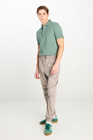 Regular Fit Normal Kesim Ribanalı Paça Pamuklu Gri Jogger Pantolon