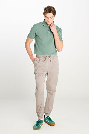 Regular Fit Normal Kesim Ribanalı Paça Pamuklu Gri Jogger Pantolon