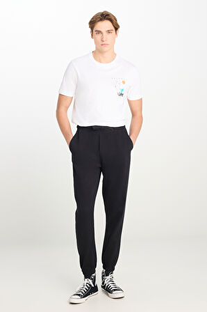 Regular Fit Normal Kesim Ribanalı Paça Antrasit Jogger Pantolon