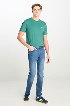 Rider Slim Fit Dar Kesim Normal Bel Mavi Pamuklu Esnek Denim Pantolon