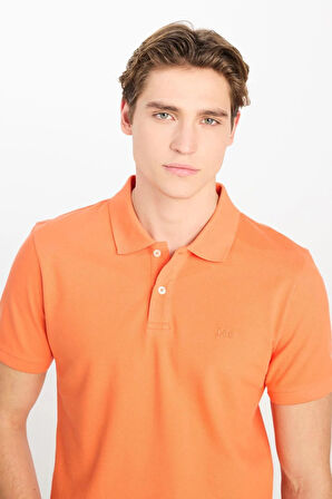 Erkek Regular Fit Polo T-shirt Orange