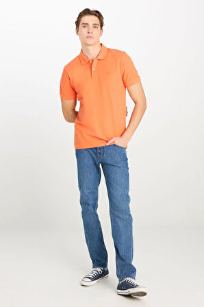 Erkek Regular Fit Polo T-shirt Orange