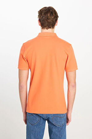 Erkek Regular Fit Polo T-shirt Orange