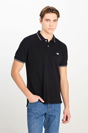 Lee Erkek %100 Pamuk Regular Fit Siyah Polo Yaka T-Shirt - L61ARL01