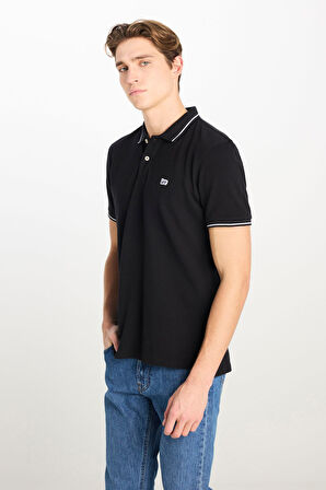 Lee Erkek %100 Pamuk Regular Fit Siyah Polo Yaka T-Shirt - L61ARL01