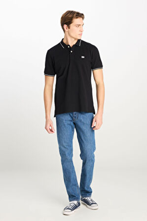 Lee Erkek %100 Pamuk Regular Fit Siyah Polo Yaka T-Shirt - L61ARL01