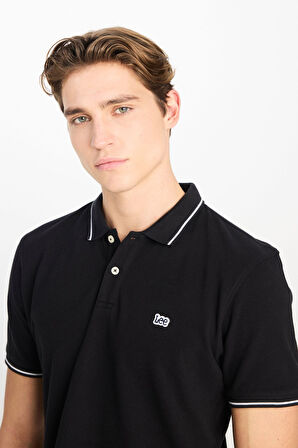 Lee Erkek %100 Pamuk Regular Fit Siyah Polo Yaka T-Shirt - L61ARL01