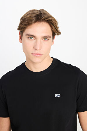 Regular Fit Normal Kesim Bisiklet Yaka Pamuklu Siyah Tişört