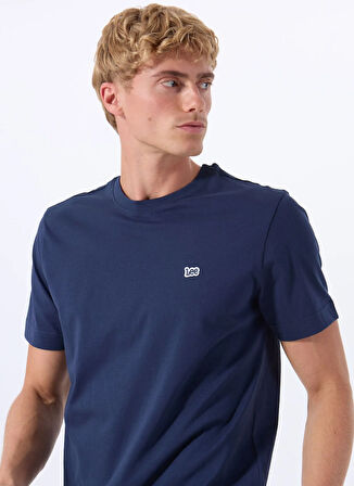 Lee Bisiklet Yaka Lacivert Erkek T-Shirt ML60UFQ35 Regular Fit Patch Logo