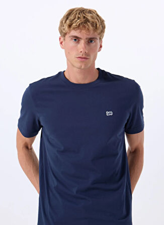 Lee Bisiklet Yaka Lacivert Erkek T-Shirt ML60UFQ35 Regular Fit Patch Logo