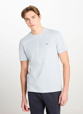 Lee Bisiklet Yaka Gri Erkek T-Shirt ML60UFQ475 Regular Fit Patch Logo
