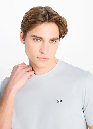 Lee Bisiklet Yaka Gri Erkek T-Shirt ML60UFQ475 Regular Fit Patch Logo