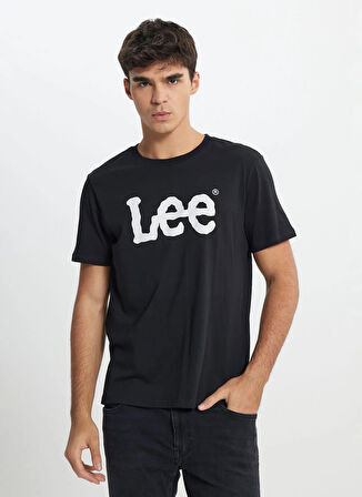 Lee Bisiklet Yaka Siyah Erkek T-Shirt ML65QAI01 Regular Fit Grafik