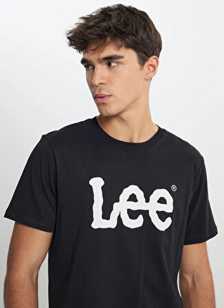 Lee Bisiklet Yaka Siyah Erkek T-Shirt ML65QAI01 Regular Fit Grafik