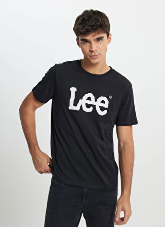 Lee Bisiklet Yaka Siyah Erkek T-Shirt ML65QAI01 Regular Fit Grafik