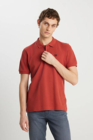 Wrangler %100 Pamuk Regular Fit Normal Kesim Kiremit Rengi Polo Yaka Tişört