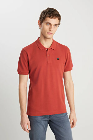 Wrangler %100 Pamuk Regular Fit Normal Kesim Kiremit Rengi Polo Yaka Tişört
