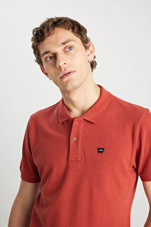 Wrangler %100 Pamuk Regular Fit Normal Kesim Kiremit Rengi Polo Yaka Tişört