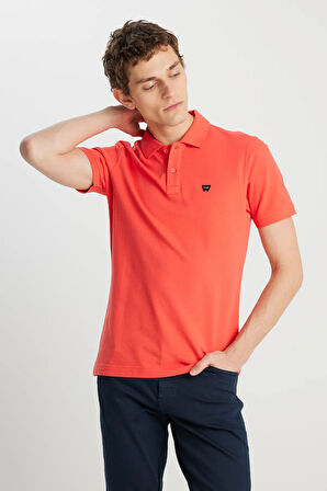 Regular Fit Normal Kesim Polo Yaka %100 Pamuk Kiremit Rengi Tişört