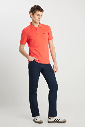 Regular Fit Normal Kesim Polo Yaka %100 Pamuk Kiremit Rengi Tişört