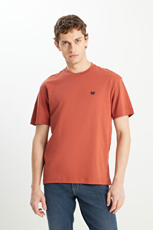 %100 Pamuk Relaxed Fit Geniş Kesim Minimal Logo Siyah Tişört