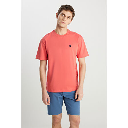 Wrangler Relaxed Fit Small Logo Pembe Tişört MW7NM20387733L 	