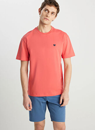 Wrangler Bisiklet Yaka Kiremit Erkek T-Shirt MW7NM20387733L Relaxed Fit Small