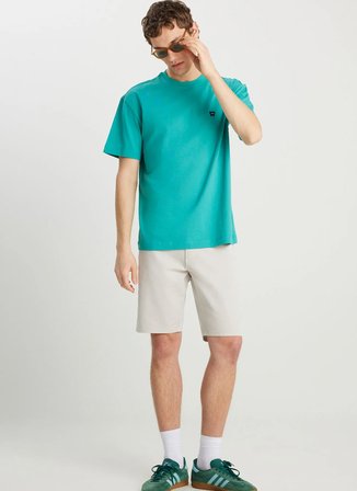 Wrangler Bisiklet Yaka Yeşil Erkek T-Shirt MW7NM203877577 Relaxed Fit Small