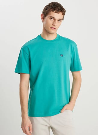 Wrangler Bisiklet Yaka Yeşil Erkek T-Shirt MW7NM203877577 Relaxed Fit Small