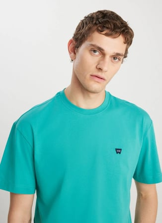 Wrangler Bisiklet Yaka Yeşil Erkek T-Shirt MW7NM203877577 Relaxed Fit Small