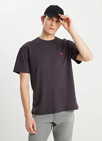 Wrangler Bisiklet Yaka Antrasit Erkek T-Shirt MW7NM203877M39 Relaxed Fit Small