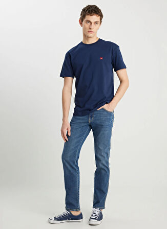 Wrangler Bisiklet Yaka Lacivert Erkek T-Shirt MW7NM203877W72 Relaxed Fit Small