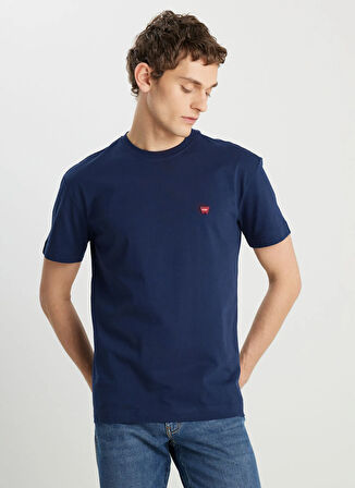 Wrangler Bisiklet Yaka Lacivert Erkek T-Shirt MW7NM203877W72 Relaxed Fit Small