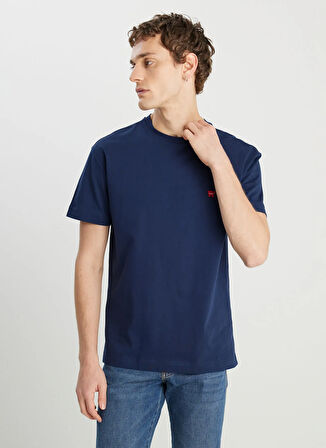Wrangler Bisiklet Yaka Lacivert Erkek T-Shirt MW7NM203877W72 Relaxed Fit Small