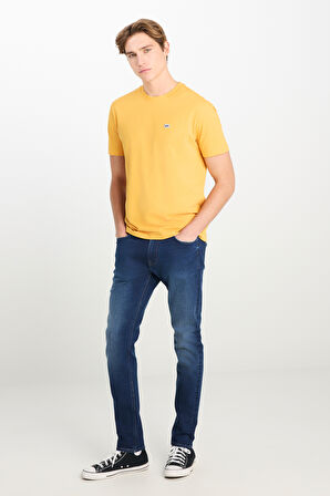 Regular Fit Normal Kesim Bisiklet Yaka Sarı Tişört