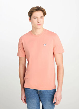Lee Bisiklet Yaka Somon Erkek T-Shirt ML60UFQUK Regular Fit Patch Logo