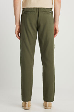 Regular Fit Normal Kesim Lastikli Bel Haki Chino Pantolon