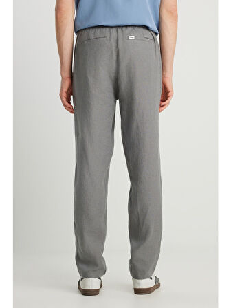 Wrangler %100 Keten Regular Fit Normal Kesim Normal Bel Düz Paça Koyu Gri Pantolon
