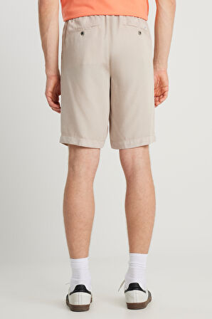 Regular Fit Normal Kesim Normal Bel Taş Rengi Yumuşak Dokulu Şort