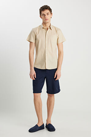 Regular Fit Normal Kesim Normal Bel Lacivert Yumuşak Dokulu Şort